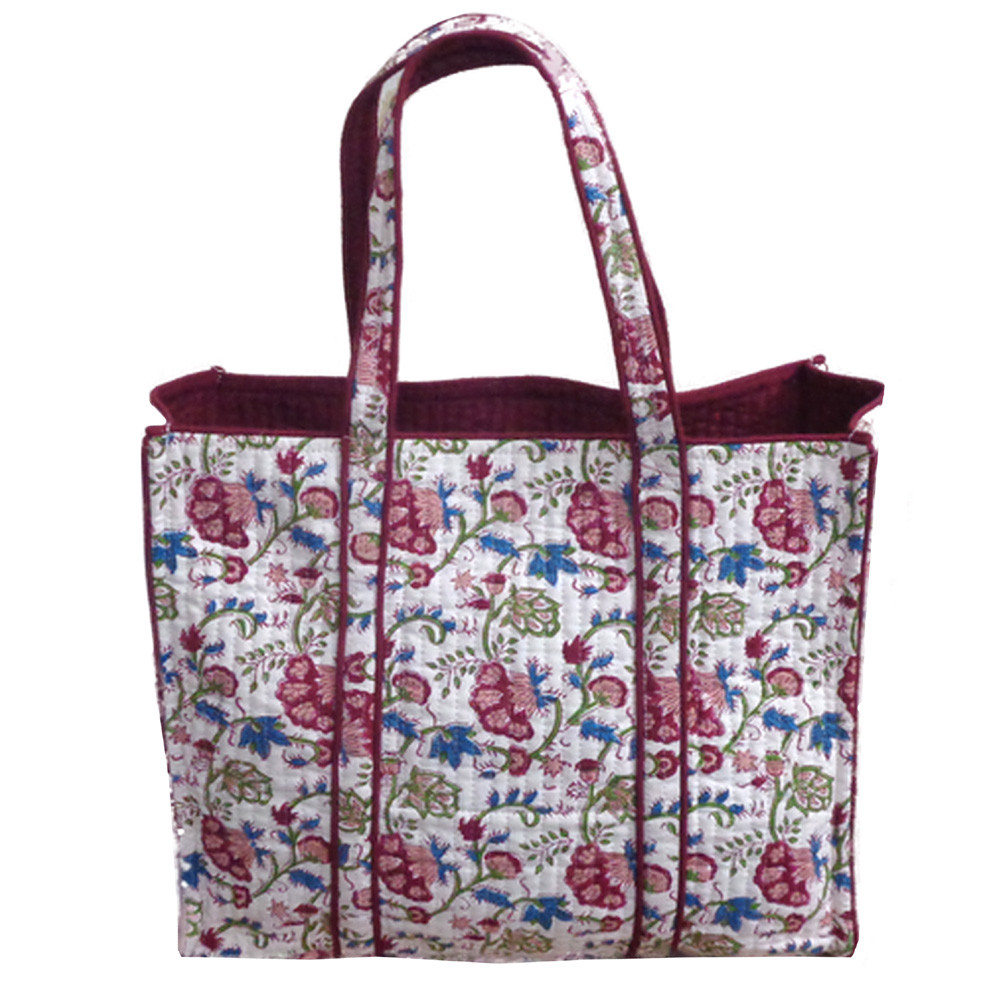 Hand Block Printed Cotton Quilted Tote Bag | Genda Bale 204998