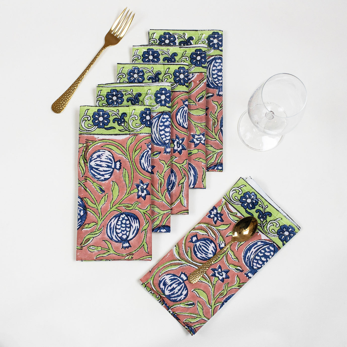Premium Hand Block Floral Print Reusable Best Napkins