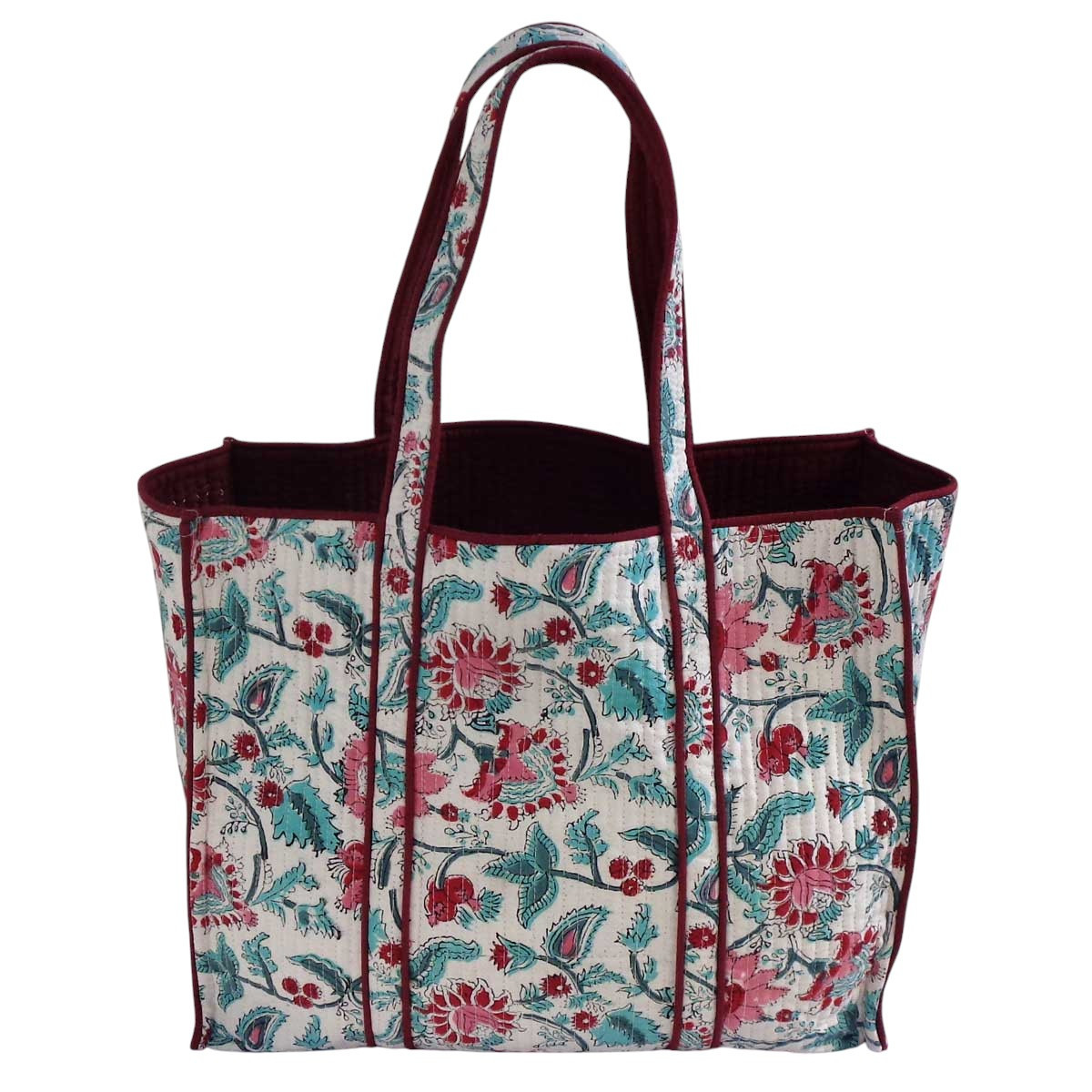 Hand Block Printed Cotton Quilted Tote Bag | Phuljhari Open 200865