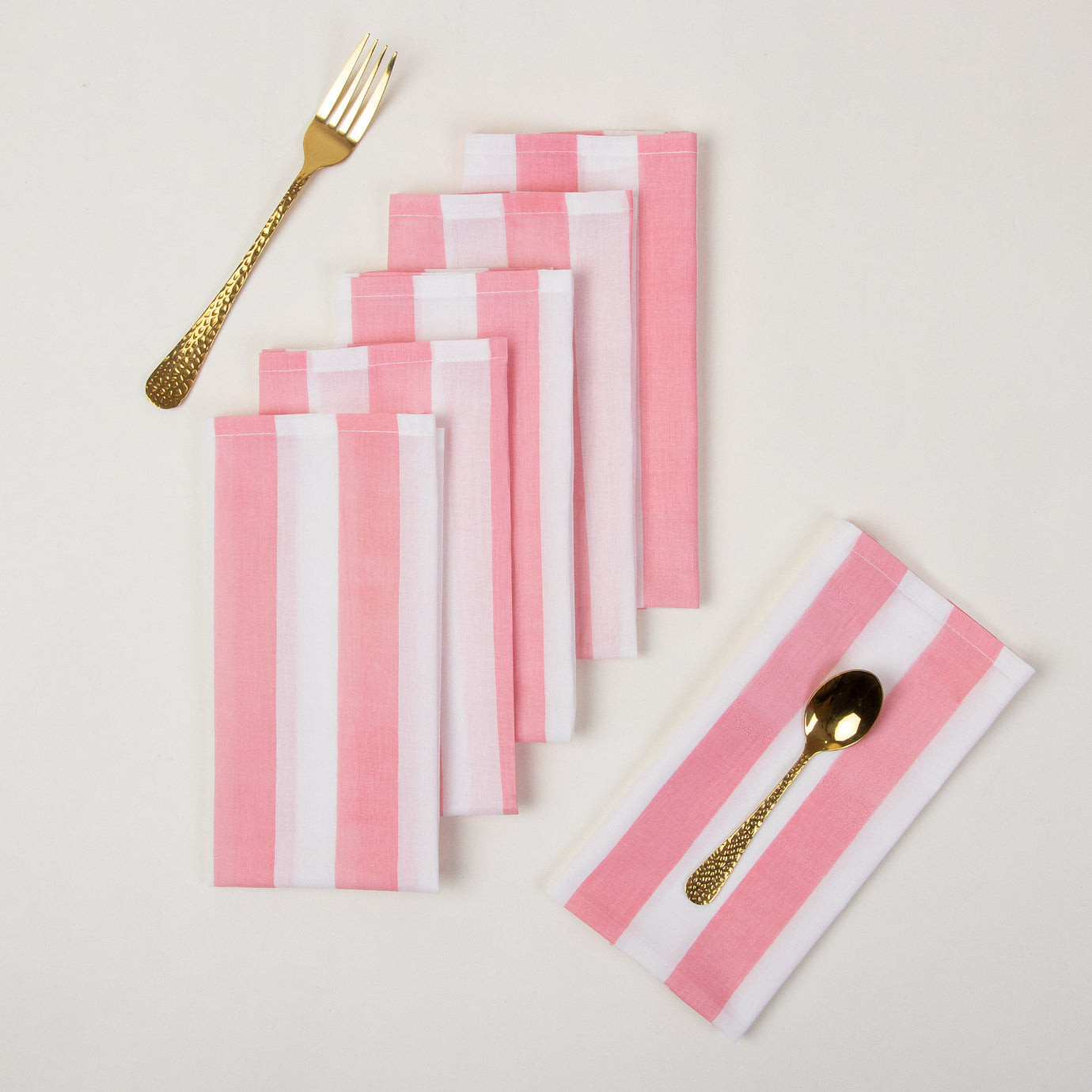 Hand Block Stripes Printed Cotton Dining Table Napkins