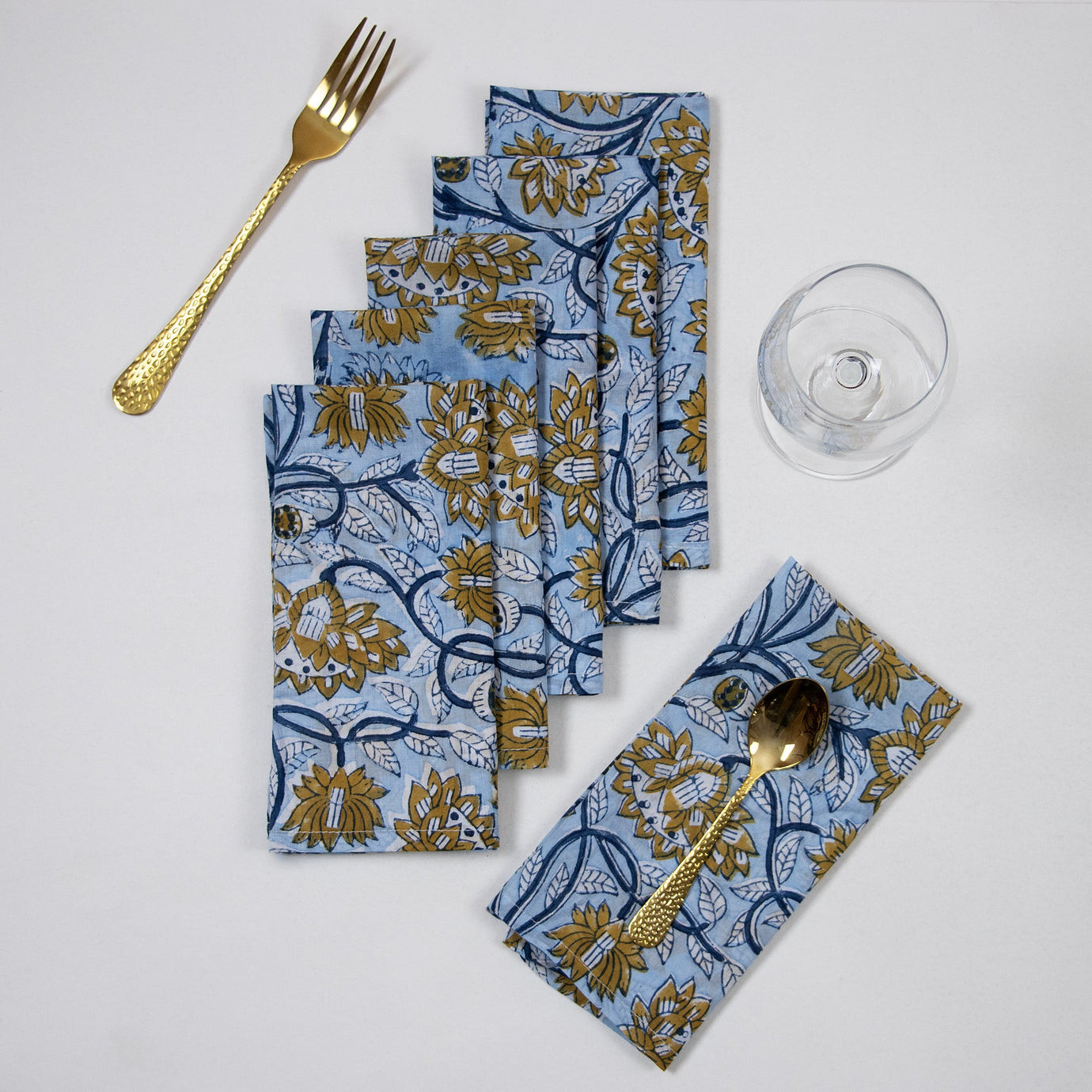 Hand Block Soft Natural Cotton Cloth Table Napkins