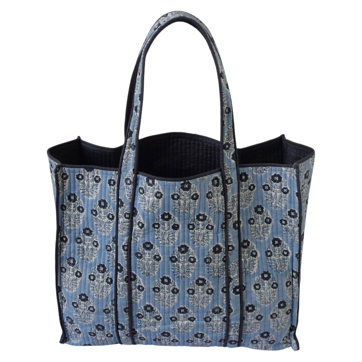 Hand Block Printed Cotton Quilted Tote Bag | Boota Starlight Patti Gud 202505