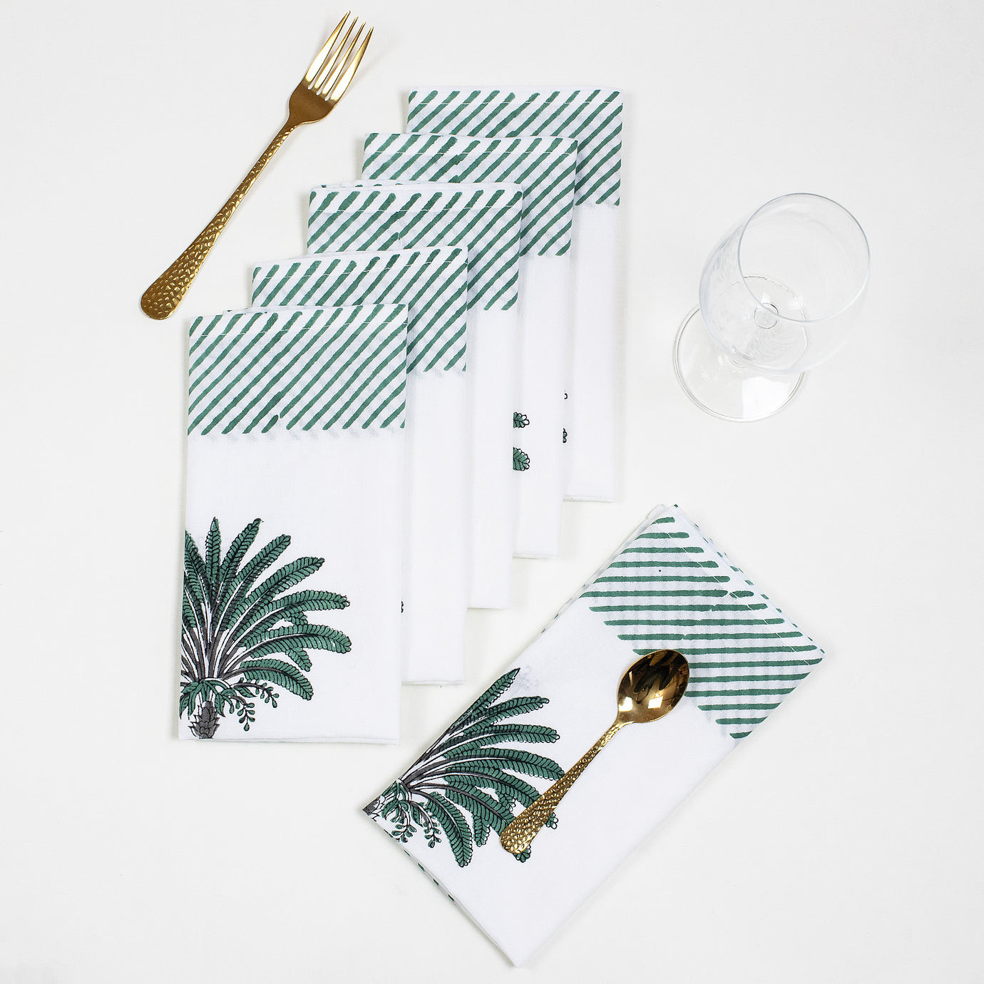 Beautiful Premium Hand Block Palm Tree Reusable Cotton Hanky