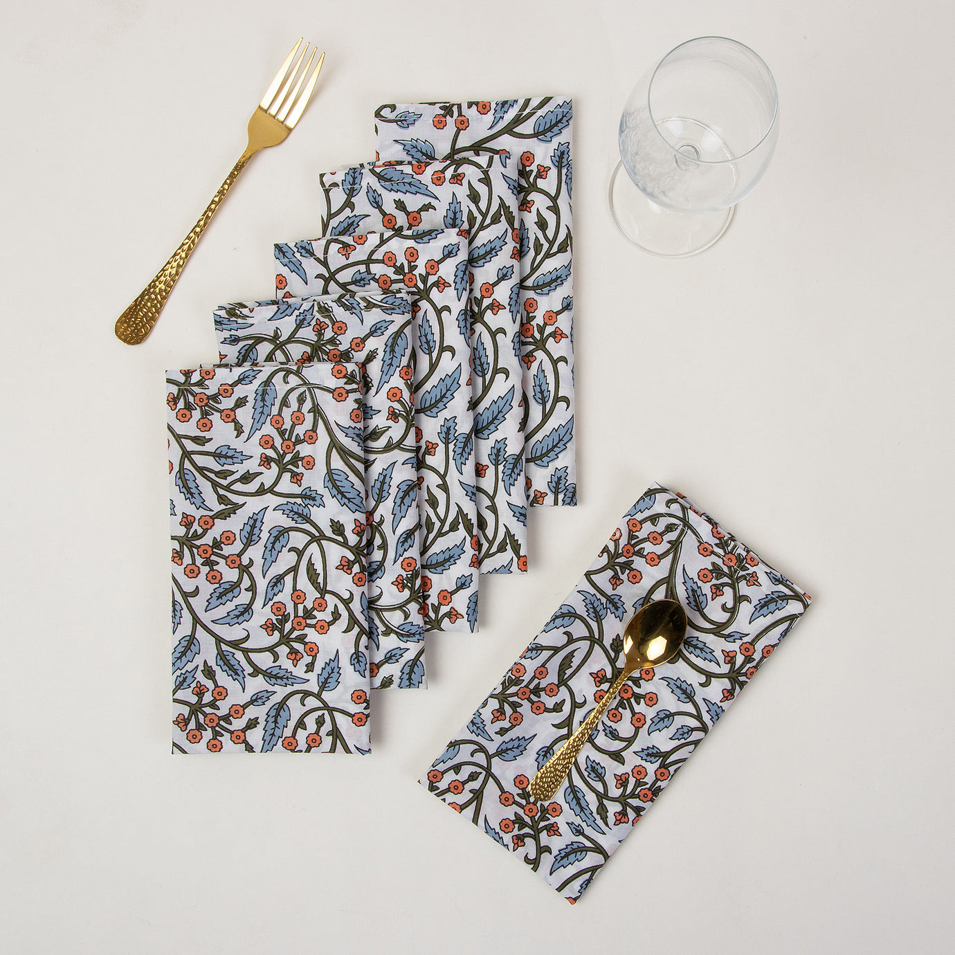 Hand Block Floral Cotton Reusable Fancy Rumal