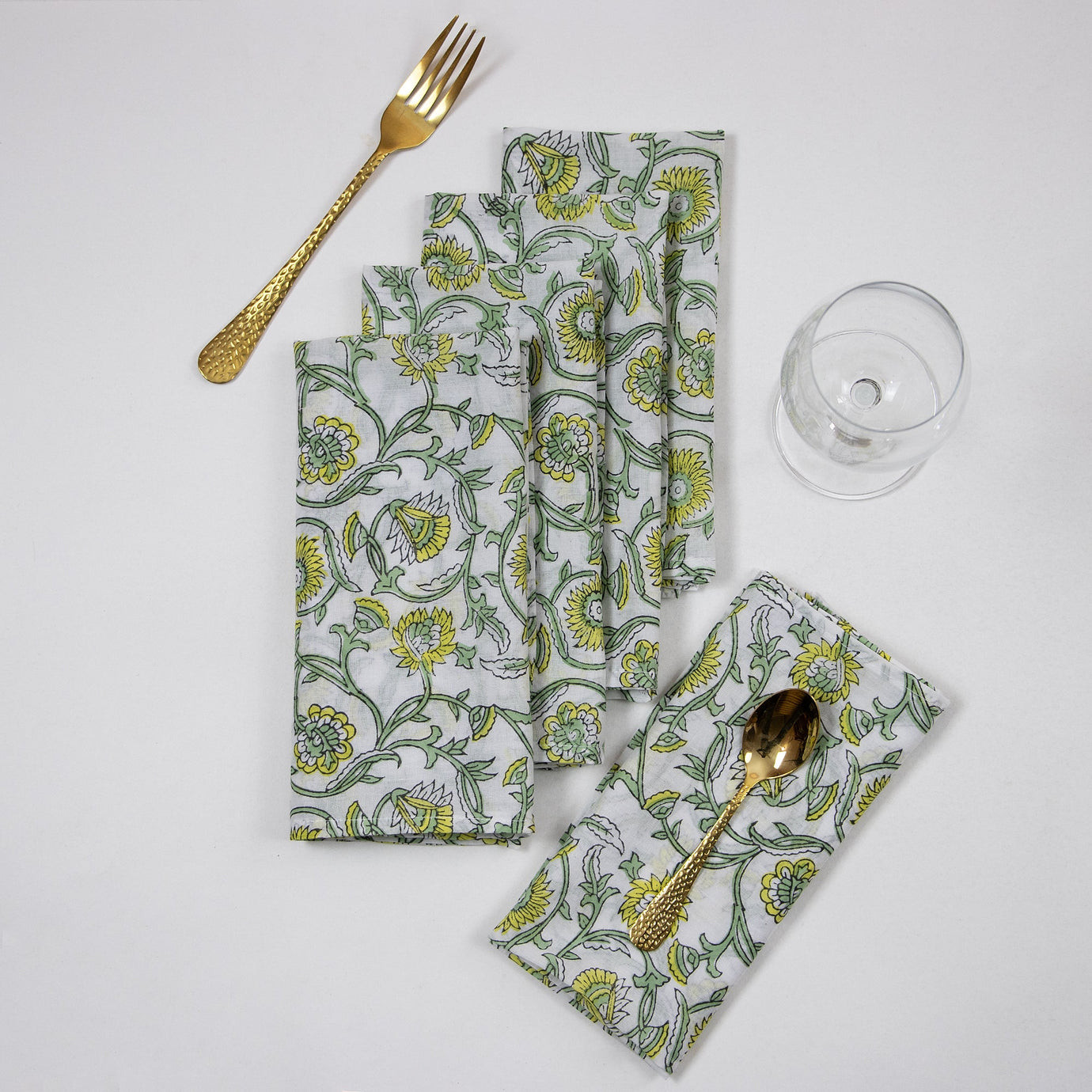 Green Indian Handmade Soft Cotton Dining Table Napkins