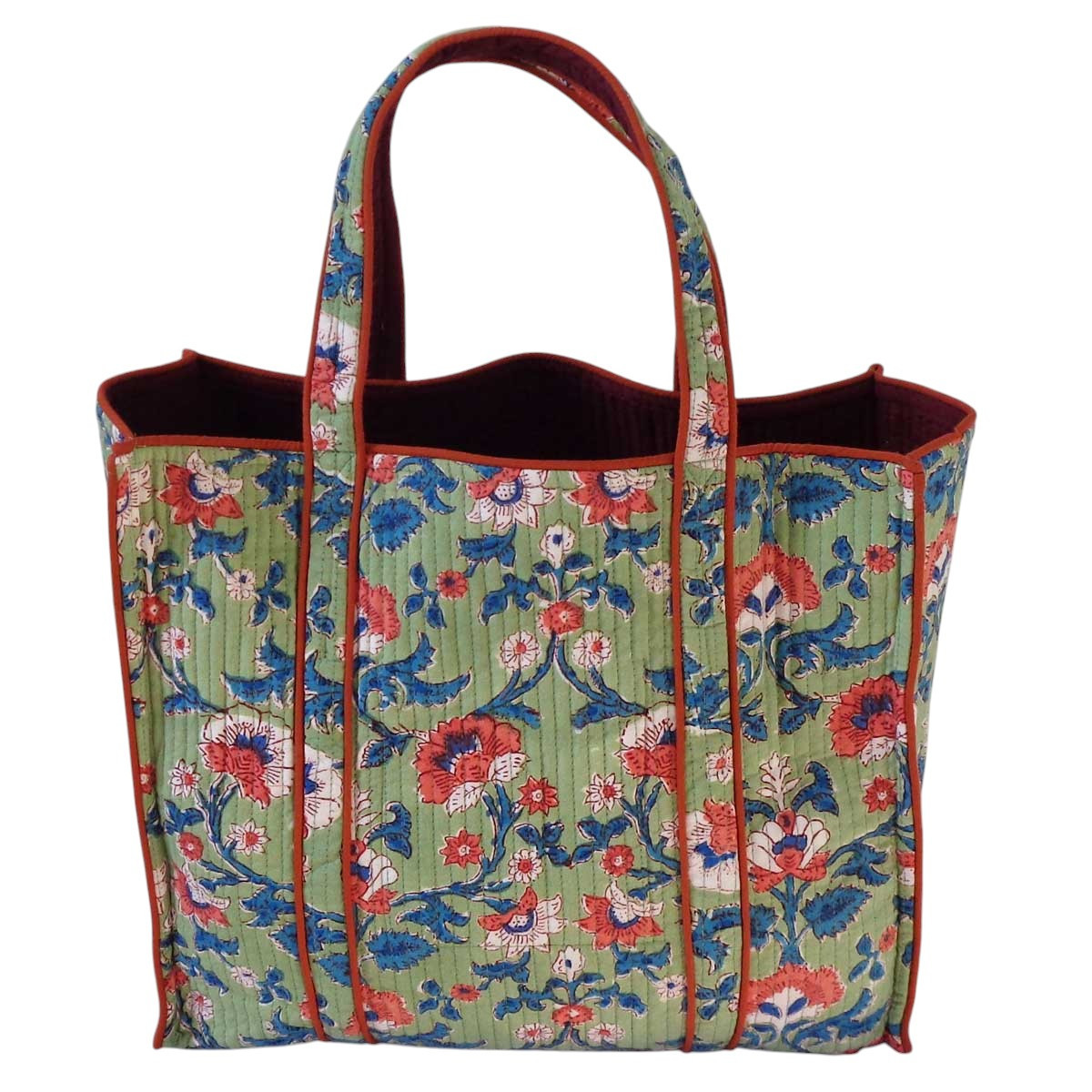 Hand Block Printed Cotton Quilted Tote Bag | Rukhsana Jade Gud 204222